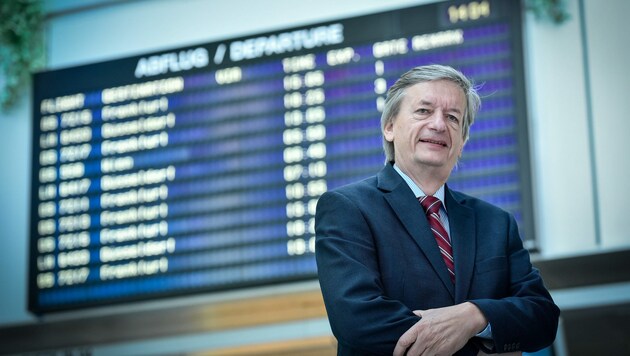 Ende April räumt Gerhard Kunesch den Chefsessel am Linzer Flughafen für Nachfolger Draskovits. (Bild: Markus Wenzel)