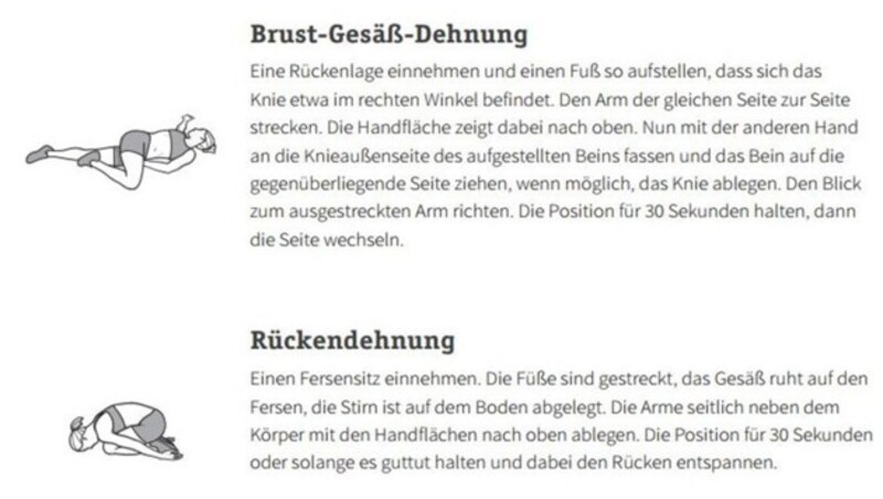 Hier ein Beispiel fürs Stretching nach dem Workout (Bild: "50 Workouts", riva Verlag)