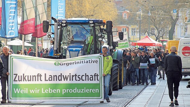 Hunderte Landwirte zogen im März 2016 demonstrierend durch die Grazer Herrengasse (Bild: Jürgen Radspieler)