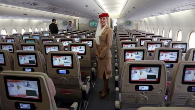 In einem Airbus A380 der Emirates (Bild: AP)