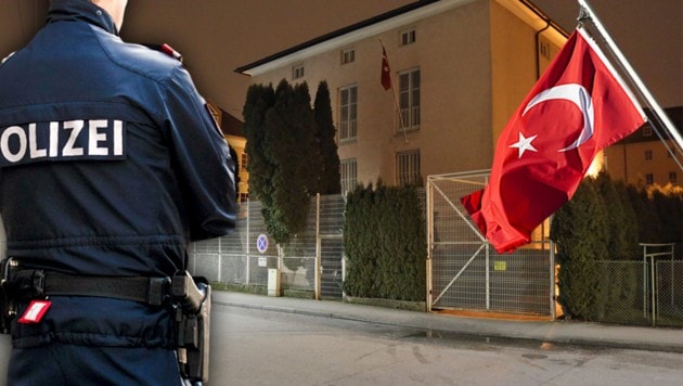 Die Täter drangen in das Areal des türkischen Generalkonsulats in Salzburg ein. (Bild: APA/Georg Hochmuth, APA/FRANZ NEUMAYR, stock.adobe.com, krone.at-Grafik)