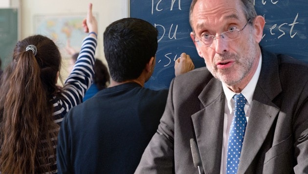 Bildungsminister Heinz Faßmann will die Zahl der Schulschwänzer mit Geldstrafen senken. (Bild: APA/GEORG HOCHMUTH, dpa, krone.at-Grafik)