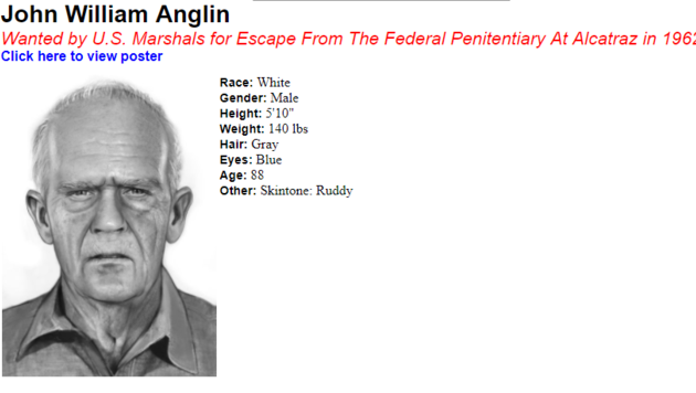 Die Exekutive zeigt, wie John Anglin heute aussehen könnte. (Bild: Screenshot northerncaliforniamostwanted.org)