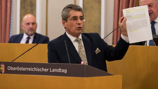 FPÖ-Klubobmann Herwig Mahr im oberösterreichischen Landtag. (Bild: FPÖ-Landtagsklub)