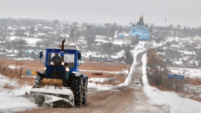 Die Ost-Ukraine versinkt derzeit im Schnee. (Bild: Christoph Matzl)