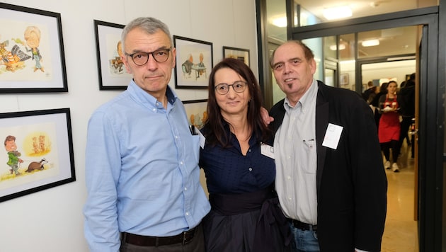 Vernissage von Milan Ilic mit Petra Punzer und Gerd Pankratz von der Agentur frischblut in Linz als "Quartiergeber".
 (Bild: Horst Einöder)