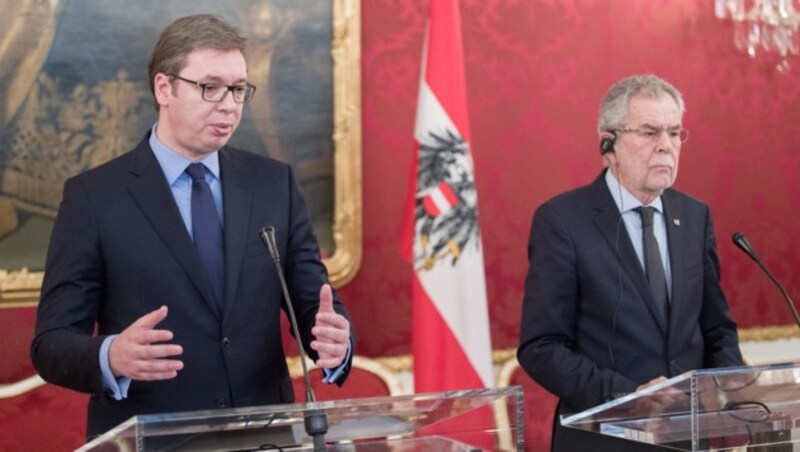 Aleksandar Vucic und Alexander Van der Bellen in der Hofburg (Bild: APA/GEORG HOCHMUTH)
