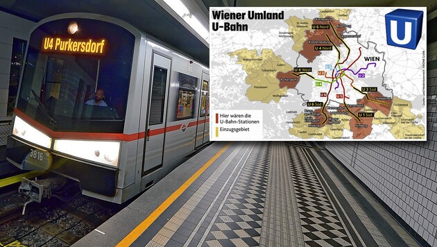 Die Fotomontage nimmt es vorweg: U4-Endstation Purkersdorf (Bild: Wiener Linien/Johannes Zinner, "Krone"-Grafik)
