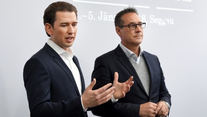 Sebastian Kurz und Heinz-Christian Strache (Bild: APA/ROLAND SCHLAGER)