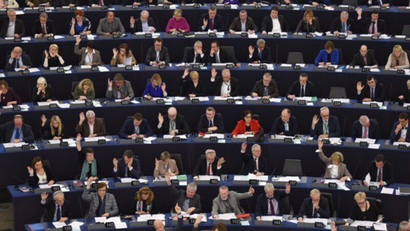 Abgeordnete des EU-Parlaments bei einer Abstimmung (Bild: APA/AFP/FREDERICK FLORIN)