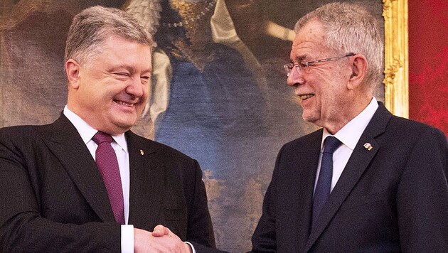 Petro Poroschenko und Alexander Van der Bellen beim Besuch des ukrainischen Präsidenten in Wien Anfang Februar (Bild: HBF/Carina Karlovits)
