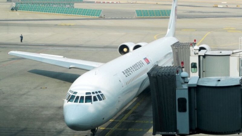 Das Flugzeug der nordkoreanischen Delegation (Bild: AFP)