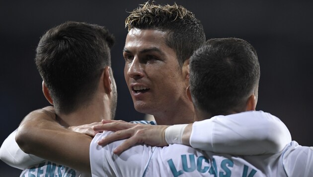 Lucas Vazquez (R) , Cristiano Ronaldo und Marco Asensio (Bild: AFP)