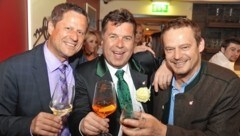 Helmut Naderer, Hans Mayr und Otto Konrad feiern 2013 den Einzug in den Salzburger Landtag (Bild: WOLFGANG WEBER)