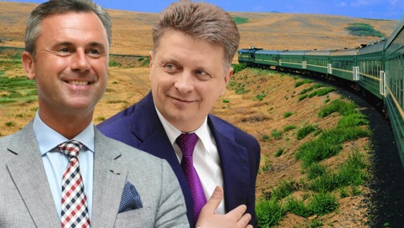 Verkehrsminister Norbert Hofer will mit seinem russischen Kollegen Maxim Sokolow das „Transsibirische Projekt“ besprechen. (Bild: APA/HELMUT FOHRINGER, picturedesk.com, krone.at-Grafik)