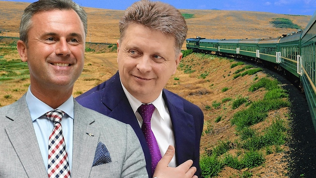 Verkehrsminister Norbert Hofer will mit seinem russischen Kollegen Maxim Sokolow das „Transsibirische Projekt“ besprechen. (Bild: APA/HELMUT FOHRINGER, picturedesk.com, krone.at-Grafik)