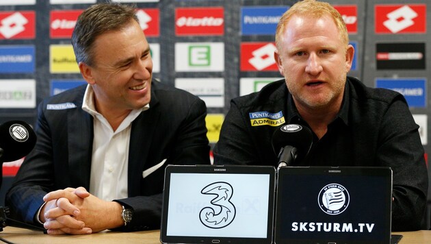 Christian Jauk (links) mit Sturm-Cheftrainer Heiko Vogel (Bild: GEPA)