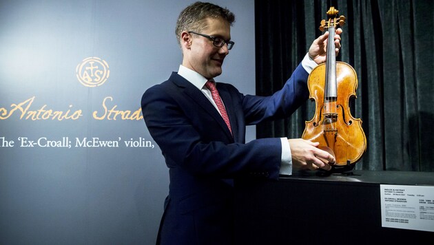 Eine Violine von Antonio Stradivari aus dem Jahr 1684 (Bild: AFP/Isaac Lawrence)