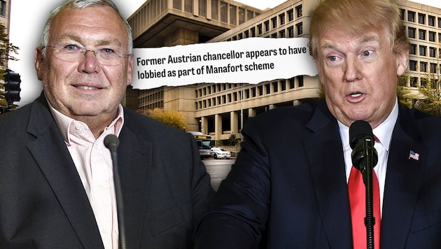 Ex-Bundeskanzler Alfred Gusenbauer, US-Präsident Donald Trump (Bild: AFP, APA, stock.adobe.com, krone.at-Grafik)