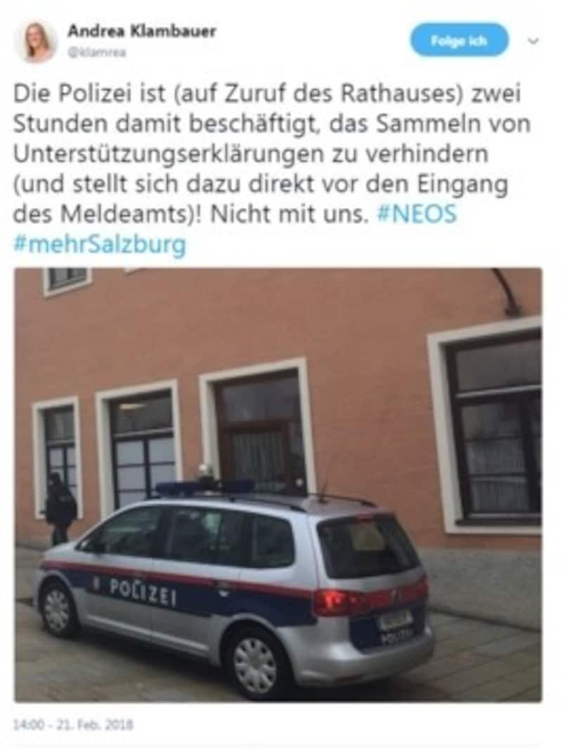 Klambauer beklagt sich auf Twitter (Screenshot) (Bild: Dobler Anna)