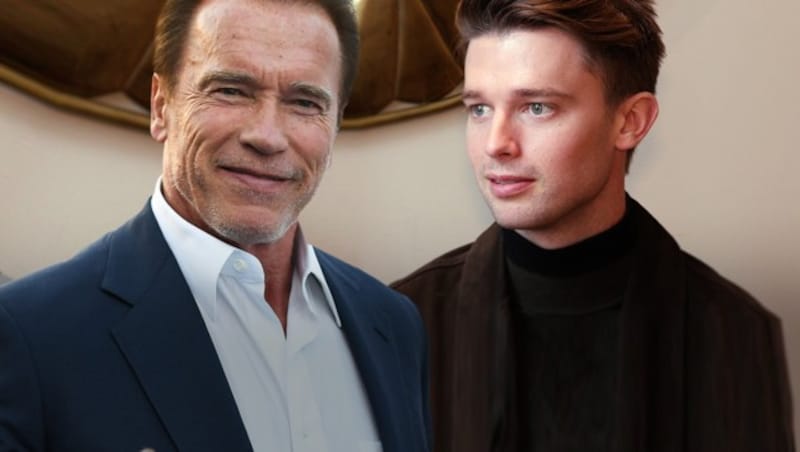 Arnold Schwarzenegger ist stolz auf Sohn Patrick. (Bild: AFP, krone.tv, krone.at-Grafik)