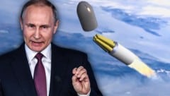 Seit Beginn des russischen Angriffskrieges versucht der Kreml, den Westen mit Atom-Drohungen in Angst und Schrecken zu versetzen. Bluff oder bitterer Ernst? Darüber scheiden sich die Geister. (Bild: AFP, Ruptly, krone.at-Grafik)