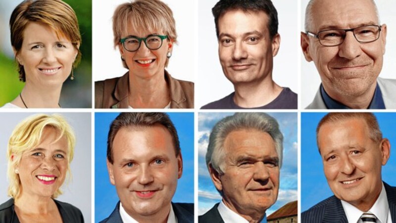 Von links: Astrid Rompolt (SPÖ), Barbara Neuroth (Grüne), Michael Reichelt (Grüne), Alexander Spritzendorfer (Grüne), Monika Kreutz (Grüne), Michael Mrkvivka (FPÖ), Peter Kritz (SPÖ), Michael Dadak (FPÖ) (Bild: SPÖ Wien, Grüne Wien, FPÖ Wien)