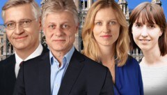 Von links: Werner Grebner (FPÖ), Gallus Vögel (SPÖ) Daniela Ecker-Stepp (SPÖ), Nikola Furtenbach (Grüne) (Bild: SPÖ, FPÖ, Grüne, Schaub-Walzer/PID, krone.at-Grafik)