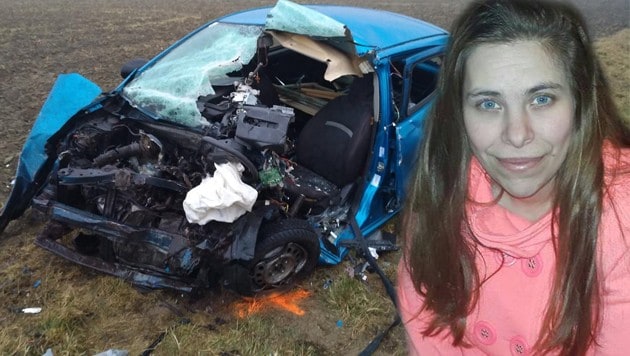 Die junge Mama Diana L. (32) starb Mittwochfrüh im Wrack ihres völlig zerstörten Nissan-Kleinwagens. (Bild: FF Ort im Innkreis; Privat)