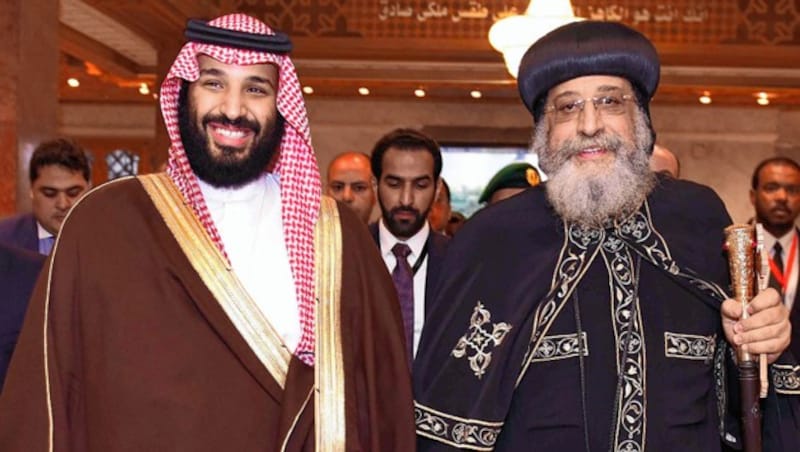 Saudi-Kronprinz Mohammed bin Salman (links) bei seinem Ägypten-Besuch (Bild: EPA/Morkos Ishaq/HO)