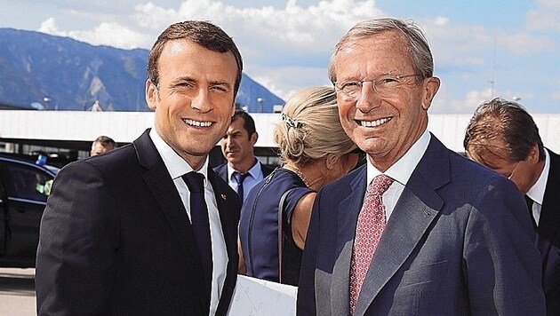 War schon da und kommt wieder: Frankreichs Emmanuel Macron mit Salzburgs Landeshauptmann Wilfried Haslauer (Bild: www.neumayr.cc)
