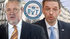 BVT-Chef Peter Gridling (li.) wurde von Innenminister Herbert Kickl suspendiert. (Bild: APAm krone.at-Grafik)