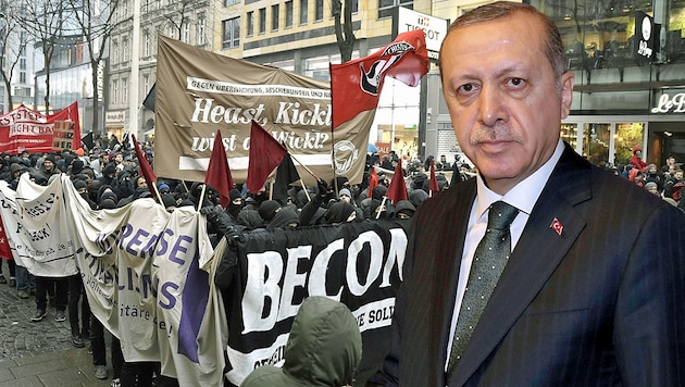 Welchen Einfluss haben Erdogan-Sympathisanten auf Nichtregierungsorganisationen, die sich für Asylwerber-Rechte einsetzen? (Bild: APA/HANS PUNZ, APA/AFP/YASIN BULBUL)