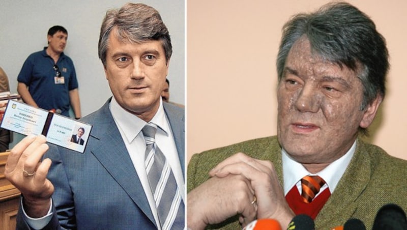 Wiktor Juschtschenko: Der Ex-Präsident der Ukraine wurde mit Dioxin (Agent Orange) vergiftet. Er kam haarscharf mit dem Leben davon. (Bild: EPA, Peter Tomschi, krone.at-Grafik)