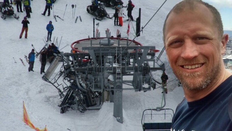 Der Linzer Gregor Hartl saß mit einer Skigruppe aus Oberösterreich am Horror-Lift in Georgien. (Bild: Gregor Hartl)