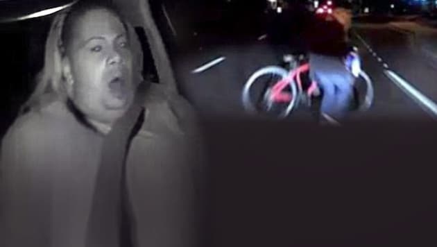 Diese Frau saß als Sicherheitsfahrerin am Steuer eines Uber-Volvos, als dieser eine Fußgängerin zu Tode fuhr. (Bild: twitter.com, krone.at-Grafik)