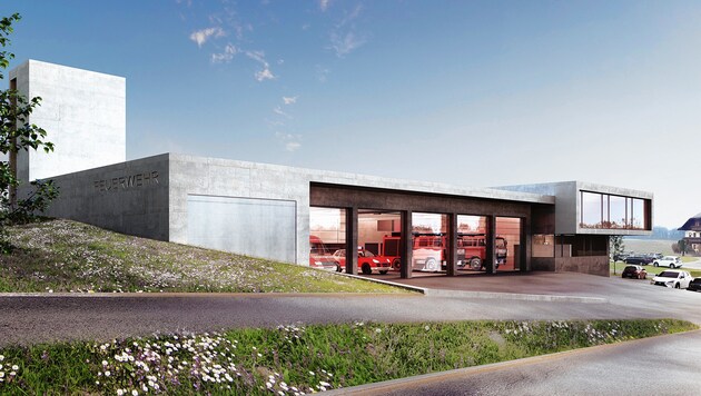 Das neue Feuerwehr-Gebäude in Straßwalchen (Bild: Fally + Partner Architekten ZT G)