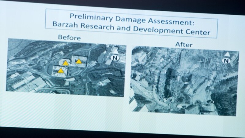 Die Gebäude der Forschungseinrichtung in Barsah wurden zerstört, wie Aufnahmen des US-Militärs am 14. April zeigen. (Bild: AFP)