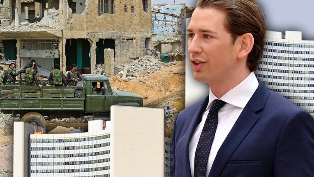 Die UNO-City in Wien war mehrmals Ort von Verhandlungen und könnte nun Standort der Syrien-Gespräche werden. (Bild: AFP, AP, stock.adobe.com, krone.at-grafiK)