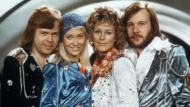 Bjorn Ulvaeus, Agnetha Faltskog, Anni-Frid Lyngstad und Benny Andersson alias ABBA anno 1974 (Bild: AFP)