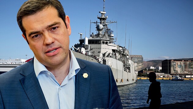 Griechenlands Ministerpräsident Alexis Tsipras rüstet seine Marine für eine „Periode der Instabilität“ in den Beziehungen mit der Türkei. (Bild: AP, AFP, krone.at-Grafik)