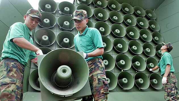 Mithilfe solcher Lautsprecher verbreitet Südkorea seine Botschaften an das nordkoreanische Volk. (Bild: AP)