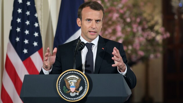 Emmanuel Macron zu Besuch bei Donald Trump im Weißen Haus (Bild: APA/AFP/LUDOVIC MARIN)