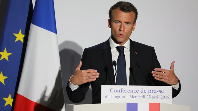 Frankreichs Präsident Emmanuel Macron (Bild: APA/AFP/Ludovic MARIN)