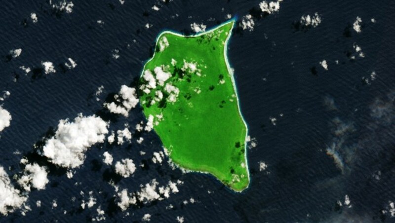 Henderson Island vom Weltall aus gesehen (Bild: Copernicus Sentinel/ESA (CC BY-SA 3.0 IGO))