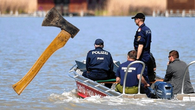 Polizei am See: Der mutmaßliche Täter hat schon einmal mit einer Axt (Symbolfoto) gemordet. (Bild: APA/Helmut Fohringer, kunertus/stock.adobe.com)