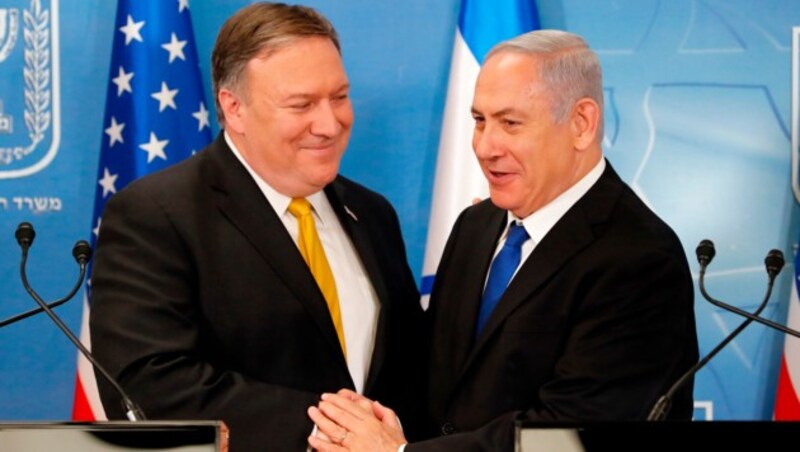 US-Außenminister Mike Pompeo und Israels Ministerpräsident Benjamin Netanyahu (Bild: AP)