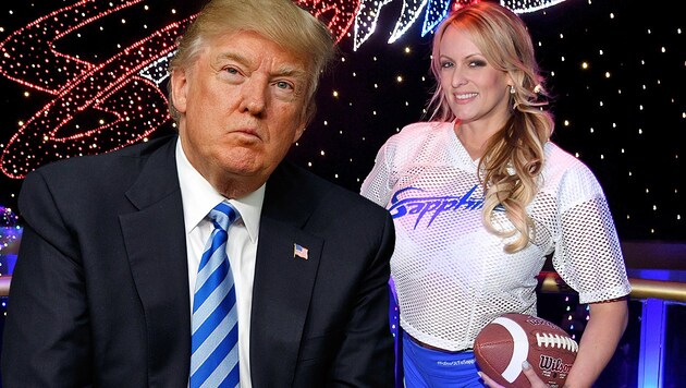 Bis vor Kurzem wollte US-Präsident Donald Trump gar nichts von einer Schweigegeldzahlung an die Pornodarstellerin Stormy Daniels gewusst haben. (Bild: AP, APA/AFP/GETTY IMAGES, krone.at-Grafik)