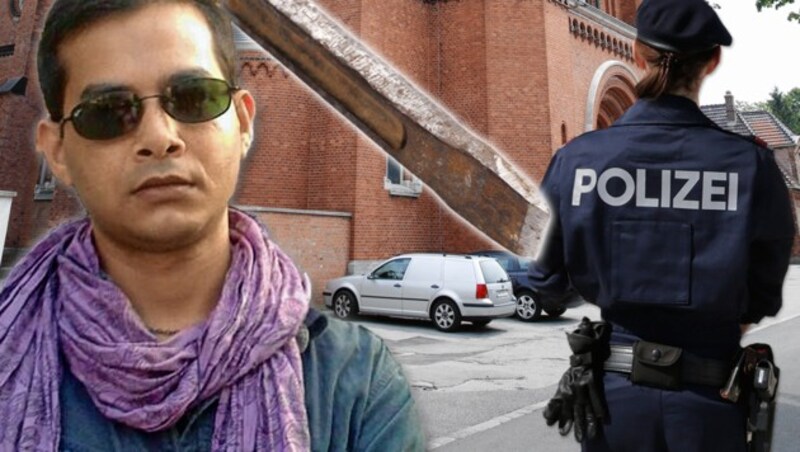 Mordopfer Razib D. (26) traf im Missionshaus in Maria Enzersdorf auf den Täter mit dem Meißel. (Bild: Russell R., Klemens Groh, Martin Jöchl. stock.adobe.com, krone.at-Grafik)