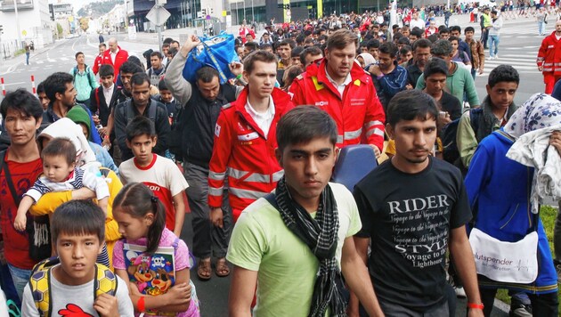 Flüchtlinge in Graz im Jahr 2015. (Bild: Krone)